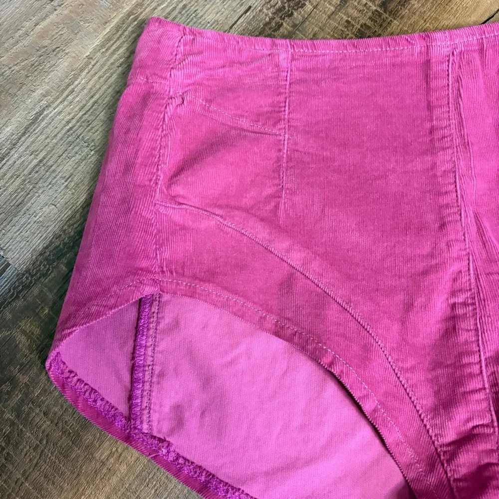 Free People We The Free Keep it Brief Shorts Med Magenta Corduroy High Waist